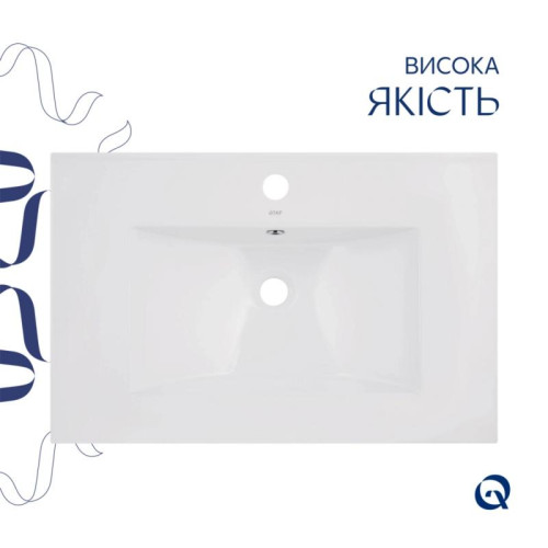 Комплект Albatross: Раковина врезная мебельная 720x460x180 мм, White, прямоугольная + Донный клапан Pop-up PU02O