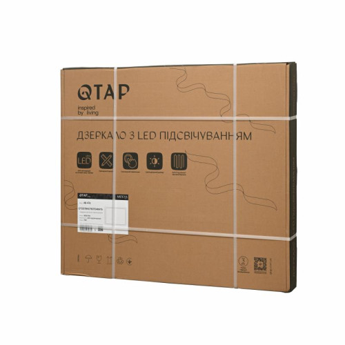 Зеркало Qtap Mideya (MI2) 800х700 с LED-подсветкой Touch, с антизапотеванием, с диммером, рег. яркости QT2078NCF807048476