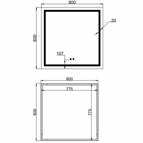 Зеркало Qtap Mideya (MI1) 800x800 с LED-подсветкой Touch, с антизапотеванием, диммером, рег. яркости QT2078NCF808048477