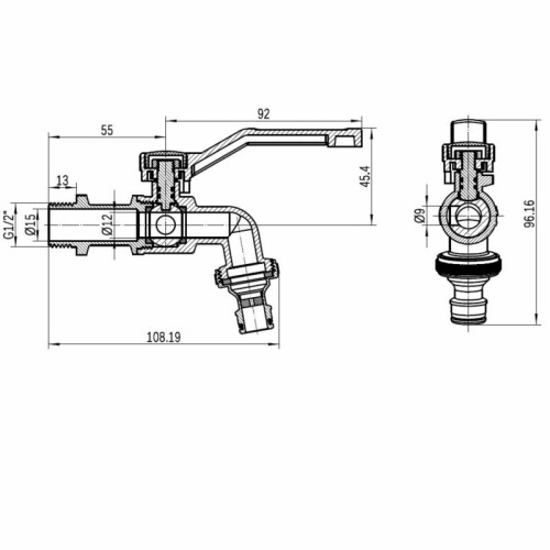 Кран шаровой поливочный Thermo Alliance Forte 1/2