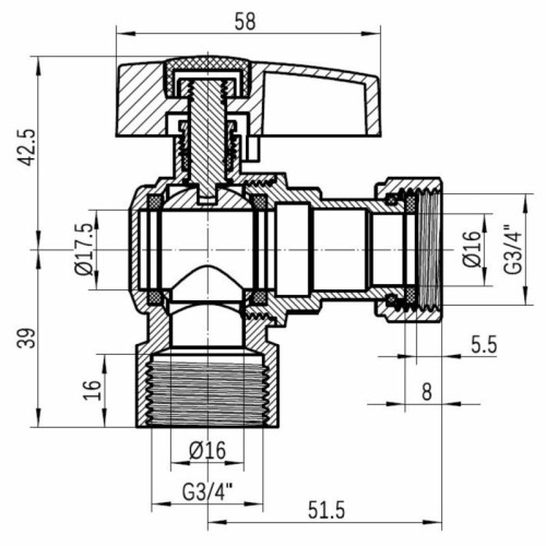 Кран шаровой Thermo Alliance Standart 3/4