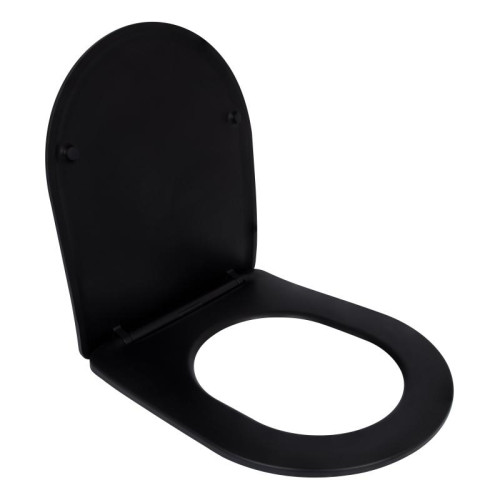 Сиденье для унитаза Qtap (Robin 490) 425x363x50 мм, Matt Black, с микролифтом Slim Duroplast, Quick Release QTSC179MB48676