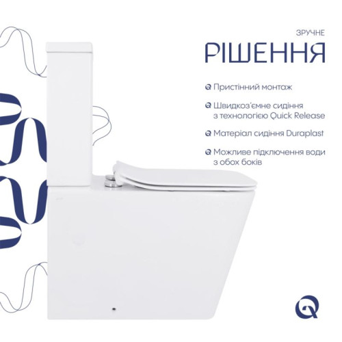 Унитаз напольный Qtap Crow Eco безободковый с сиденьем Soft-close QTCRO27W48750 Унитаз напольный Qtap Crow Eco безободковый с сиденьем Soft-close QTCRO27W48750
