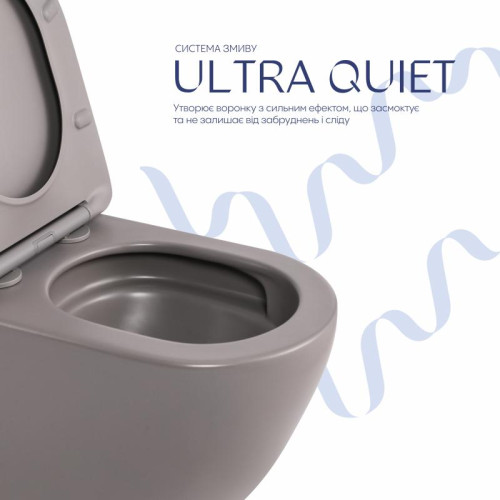 Унитаз подвесной Qtap Robin Ultra Quiet 520×365×340 мм, Stone grey, с сиденьем Slim Duroplast / Soft-close / Quick Release QTROB26SG48996