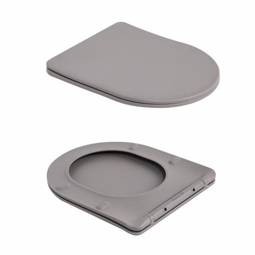 Унитаз подвесной Qtap Robin Ultra Quiet 520×365×340 мм, Stone grey, с сиденьем Slim Duroplast / Soft-close / Quick Release QTROB26SG48996