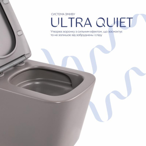 Унитаз подвесной Qtap Tern Ultra Quiet 520×345×325 мм, Stone grey, с сиденьем Slim Duroplast / Soft-close / Quick Release QTTER26SG49000