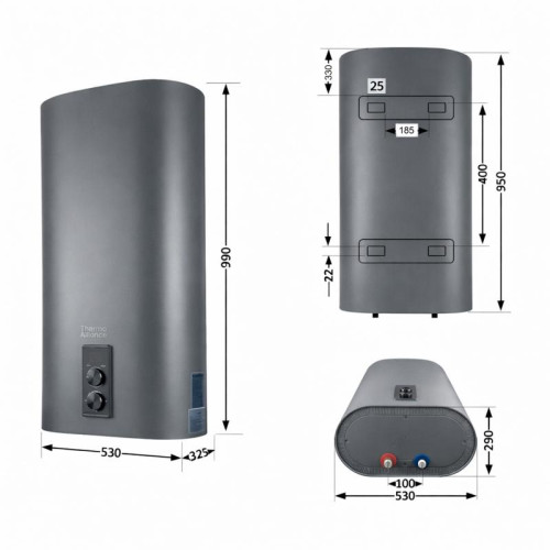 Водонагреватель электрический Thermo Alliance 80 л, Grey, плоский вертикальный, сухой ТЭН 2 кВт (0,8+1,2) DT80V20GPDD2G Водонагреватель электрический Thermo Alliance 80 л, Grey, плоский вертикальный, сухой ТЭН 2 кВт (0,8+1,2) DT80V20GPDD2G