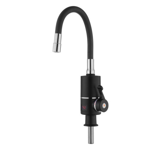 Проточный кран-водонагреватель с гибким изливом для кухни Lidz Warm 064 LDWAR064GRE49094 Black/Grey