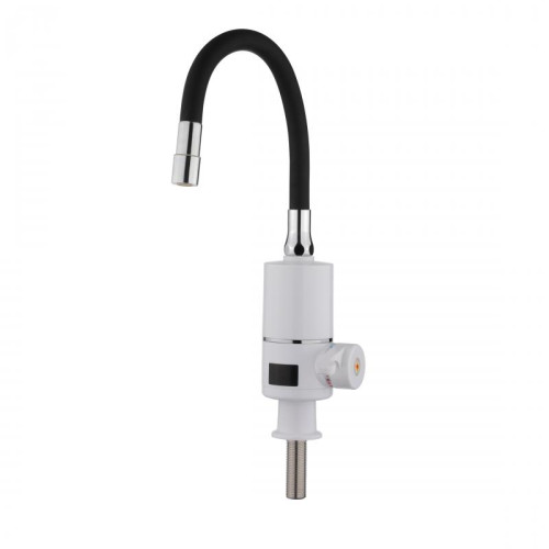 Проточный кран-водонагреватель с гибким изливом для кухни Lidz Warm 065 LDWAR065BLA49095 White/Black