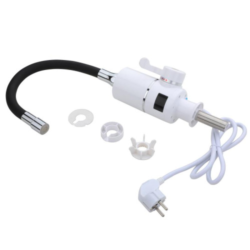 Проточный кран-водонагреватель с гибким изливом для кухни Lidz Warm 065 LDWAR065GRE49096 White/Grey