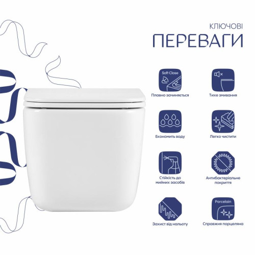 Унитаз подвесной Qtap Gemini Ultra Quiet 485×340×350 мм, White, с сиденьем Slim Duroplast / Soft-close / Quick Release QTTAU26W49119