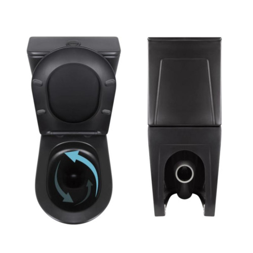 Комплект 2 в 1: унитаз напольный Qtap Robin Matt Black QT13226083AMB + набор гигиенического душа Lidz Aria Black LDARI110BLA43394