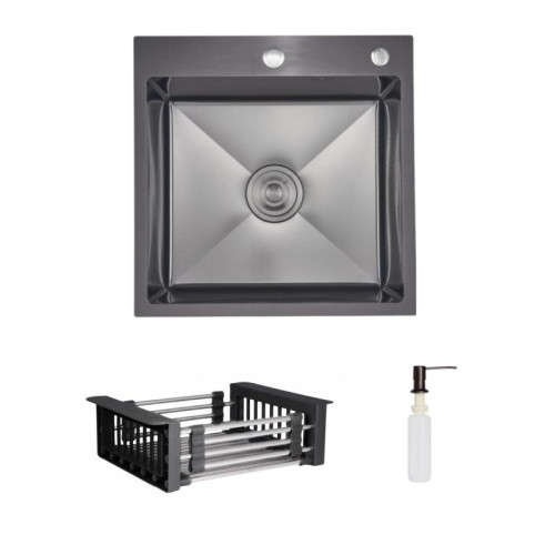 Комплект Lidz Handmade H5050HB Мойка для кухни интегрированная Decor Black PVD Honeycomb в комплекте с дозатором+Lidz LIDZK01B Корзина для мойки Комплект Lidz Handmade H5050HB Мойка для кухни интегрированная Decor Black PVD Honeycomb в комплекте с дозатором+Lidz LIDZK01B Корзина для мойки