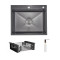 Комплект Lidz Handmade H6050HB Мойка для кухни интегрированная Decor Black PVD Honeycomb в комплекте с дозатором+ LIDZK01B Корзина для кухонной мойки