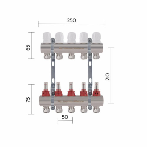 Коллектор латунный с расходомерами и евроконусами Thermo Alliance Standart 1