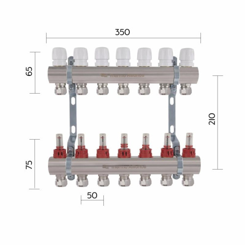 Коллектор латунный с расходомерами и евроконусами Thermo Alliance Standart 1 Коллектор латунный с расходомерами и евроконусами Thermo Alliance Standart 1