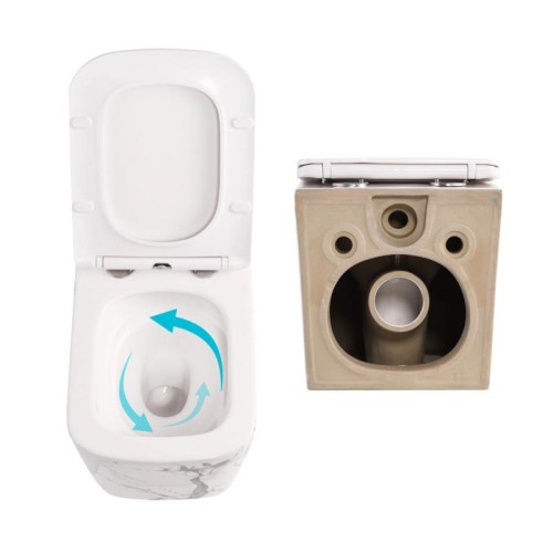 Комплект Qtap Tern Marble 3 в 1: унитаз подвесной Ultra Quiet + биде подвесное + раковина накладная QTTERMR49164