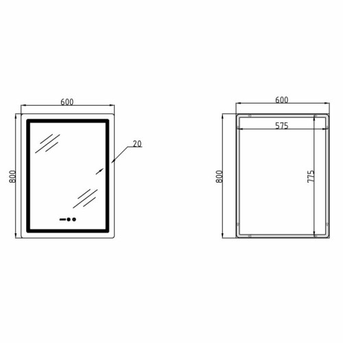 Зеркало Qtap Mideya (MI2) 600х800 с часами, с LED-подсветкой Touch, с антизапотеванием, диммером, рег. яркости QTMID60080049627