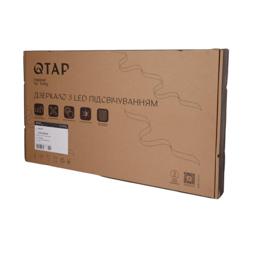 Зеркало Qtap Scorpio (SC1) с LED-подсветкой Touch, с антизапотеванием, с диммером, рег. темп. цвета (3000-6500K) Black QTSC500900