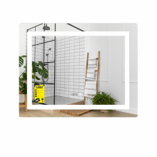 Зеркало Lidz Kubis (KU2) 800х600 с часами, с LED-подсветкой Touch, с антизапотеванием, с диммером, рег. яркости LDKU800600CL48281
