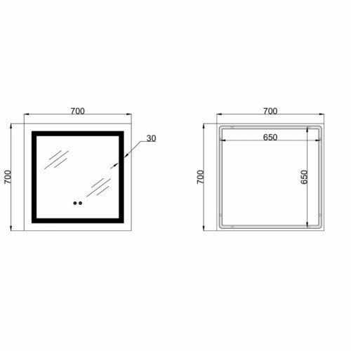 Зеркало Lidz Kubis (KU1) 700х700 с LED-подсветкой Touch, с антизапотеванием, с диммером, рег. яркости LDKU70070049287