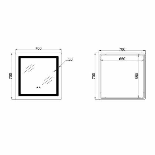 Зеркало Lidz Kubis (KU2) 700х700 с LED-подсветкой Touch, с антизапотеванием, с диммером, рег. яркости LDKU70070049288