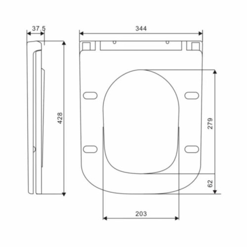 Сиденье для унитаза Qtap (Gemini 490) 428x344x37,5 мм, White, с микролифтом, Slim Duroplast, Quick Release QTSC179W49385