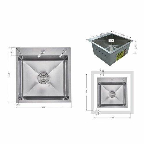 Мойка для кухни интегрированная Lidz Handmade H4545H Decor Honeycomb 2,5/0,5 мм LDH4545HDEC49437 Мойка для кухни интегрированная Lidz Handmade H4545H Decor Honeycomb 2,5/0,5 мм LDH4545HDEC49437