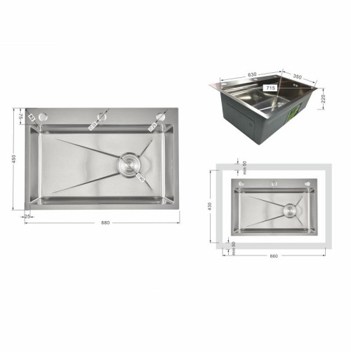 Мойка для кухни интегрированная Lidz Handmade H6845 Brushed Steel 3,0/1,0 мм LDH6845BRU49455 Мойка для кухни интегрированная Lidz Handmade H6845 Brushed Steel 3,0/1,0 мм LDH6845BRU49455