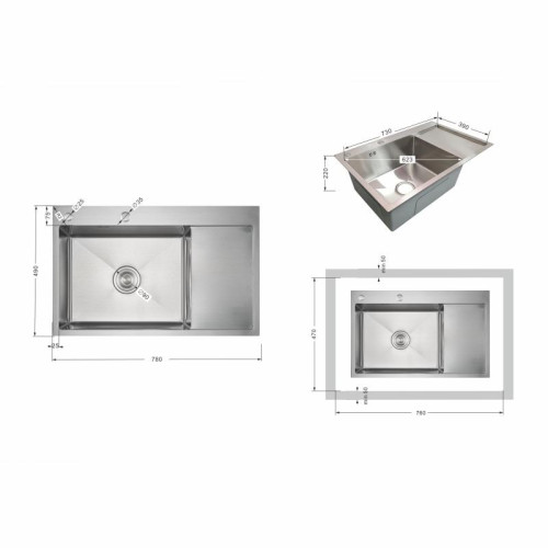 Мойка для кухни интегрированная Lidz Handmade Max 500 H7849R Brushed Steel, 3,0/1,0 мм, крыло справа, увеличенная чаша LDH7849RBRU49464 Мойка для кухни интегрированная Lidz Handmade Max 500 H7849R Brushed Steel, 3,0/1,0 мм, крыло справа, увеличенная чаша LDH7849RBRU49464