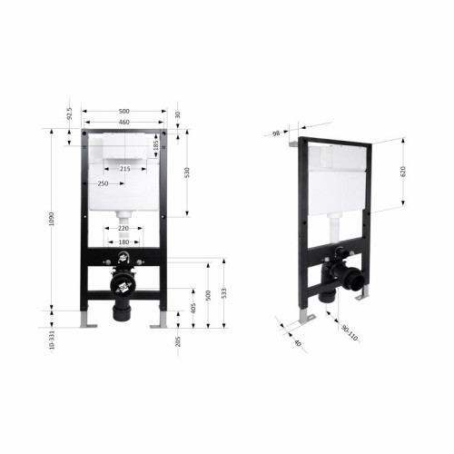 Инсталляция для подвесного унитаза Qtap Standard 1120/1320x500x160/220 мм, 18/23 см, QTSTD159BL49467