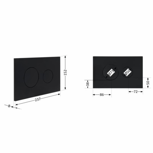 Клавиша смыва Qtap Standard 152x236x28 мм, Matt Black, круглая QTSTD164BLM49470