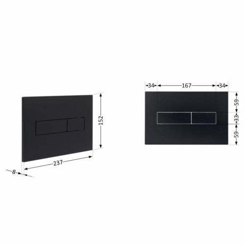 Клавиша смыва Qtap Standard 152x236x28 мм, Matt Black, линейная QTSTD164BLM49473