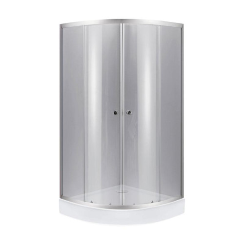 Lidz Набор: Душевая кабина Latwa SC90x90.SAT.LOW.DGR, полукруглая, стекло тонированное 4 мм + Душевой поддон Kapielka ST90x90x14