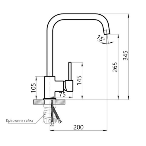 Смеситель для кухни Lidz Aria 015F1 (k35)  LDARI015F1GRP49558 Graphite