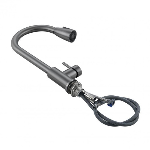 Смеситель для кухни Lidz Aria 015FL (k35) с выдвижным изливом  LDARI015FLGRP49560 Graphite