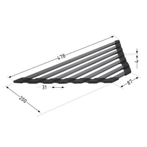 Сушилка на кухонную мойку угловая Lidz Acsis LA20 Black, плоска основа, для посуды 477х198 мм LDACSLA20BLM49773