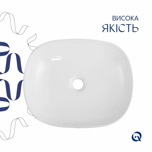 Раковина накладная Qtap Aquarius 470x380x120 мм, Marble, прямоугольная, с донным клапаном QTAQA188MR49782