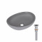 Раковина накладная Qtap Dove 415x340x140 мм, Stone grey, овальная, с донным клапаном QTDOV188SG49783