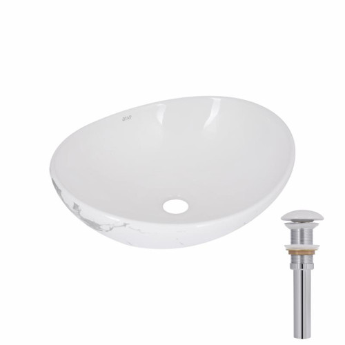 Раковина накладная Qtap Dove 415x340x140 мм, Marble, овальная, с донным клапаном QTDOV188SB49785