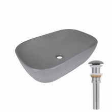 Раковина накладная Qtap Robin 600x390x150 мм, Stone grey, прямоугольная, с донным клапаном QTROB188SG49786 Раковина накладная Qtap Robin 600x390x150 мм, Stone grey, прямоугольная, с донным клапаном QTROB188SG49786