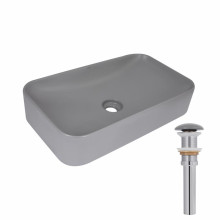 Раковина накладная Qtap Tern 610x350x135 мм, Stone grey, прямоугольная, с донным клапаном QTTER188SG49789 Раковина накладная Qtap Tern 610x350x135 мм, Stone grey, прямоугольная, с донным клапаном QTTER188SG49789