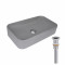 Раковина накладная Qtap Tern 610x350x135 мм, Stone grey, прямоугольная, с донным клапаном QTTER188SG49789 Раковина накладная Qtap Tern 610x350x135 мм, Stone grey, прямоугольная, с донным клапаном QTTER188SG49789