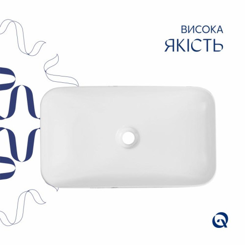 Раковина накладная Qtap Tern 610x350x135 мм, Marble, прямоугольная, с донным клапаном QTTER188MR49791 Раковина накладная Qtap Tern 610x350x135 мм, Marble, прямоугольная, с донным клапаном QTTER188MR49791