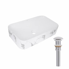 Раковина накладная Qtap Tern 610x350x135 мм, Marble, прямоугольная, с донным клапаном QTTER188MR49791 Раковина накладная Qtap Tern 610x350x135 мм, Marble, прямоугольная, с донным клапаном QTTER188MR49791