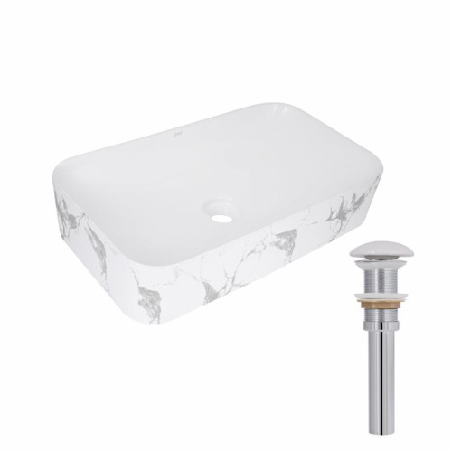 Раковина накладная Qtap Tern 610x350x135 мм, Marble, прямоугольная, с донным клапаном QTTER188MR49791 Раковина накладная Qtap Tern 610x350x135 мм, Marble, прямоугольная, с донным клапаном QTTER188MR49791