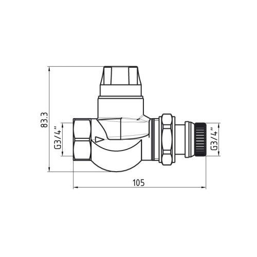 Клапан прямой на обратную линию с повышеной проходимостью Thermo Alliance Forte (Kvs - 3,8 m3/h) 3/4