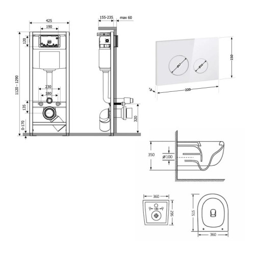Готовое решение Qtap для ванной комнаты: подвесной унитаз Taurus Ultra Quiet 515×360×350 + комплект инсталляции Nest 4 в 1 (круглая клавиша White) Готовое решение Qtap для ванной комнаты: подвесной унитаз Taurus Ultra Quiet 515×360×350 + комплект инсталляции Nest 4 в 1 (круглая клавиша White)