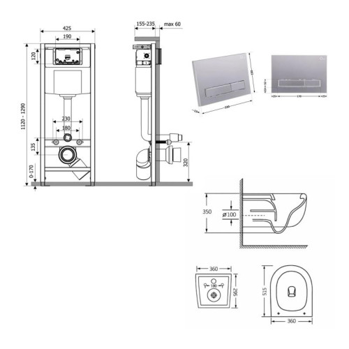 Готовое решение Qtap для ванной комнаты: подвесной унитаз Taurus Ultra Quiet 515×360×350 + комплект инсталляции Nest 4 в 1 (линейная клавиша Satin) Готовое решение Qtap для ванной комнаты: подвесной унитаз Taurus Ultra Quiet 515×360×350 + комплект инсталляции Nest 4 в 1 (линейная клавиша Satin)