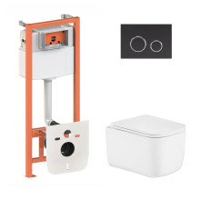 Готовое решение Qtap для ванной комнаты: подвесной унитаз Gemini Ultra Quiet 485×340×350 + комплект инсталляции Nest 4в1 (круглая клавиша Matt Black) Готовое решение Qtap для ванной комнаты: подвесной унитаз Gemini Ultra Quiet 485×340×350 + комплект инсталляции Nest 4в1 (круглая клавиша Matt Black)
